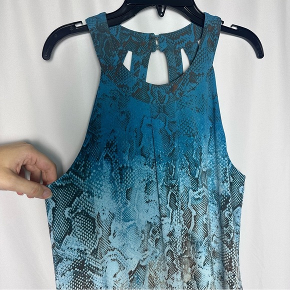 White House Black Market Snake Print Dress Blue and Brown Ombre Snakeskin sz S - Picture 4 of 10
